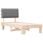 vidaXL Cadre de lit avec tête de lit rembourrée Gris clair 75 x 190 cm