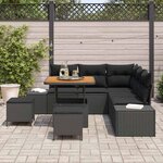 vidaXL Ensemble de canapé de jardin avec coussin 8 Pièces Noir Poly rotin