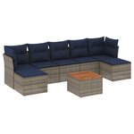 vidaXL Salon de jardin 8 Pièces avec coussins gris résine tressée