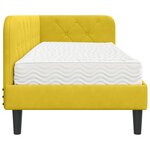 vidaXL Cadre de lit d'angle avec matelas Jaune 80 x 200 cm Velours