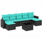 vidaXL Salon de jardin 8 Pièces avec coussins noir résine tressée