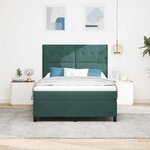 vidaXL Lit à ressorts avec matelas Vert foncé 140 x 200 cm tissu