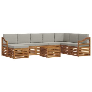 vidaXL Ensemble de canapés d'extérieur 9 pc Gris Naturel et Clair