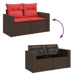 vidaXL Canapé de jardin avec coussins 2 places en résine tressée marron