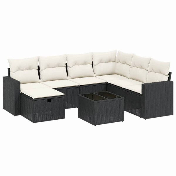 vidaXL Salon de jardin 8 Pièces avec coussins noir résine tressée