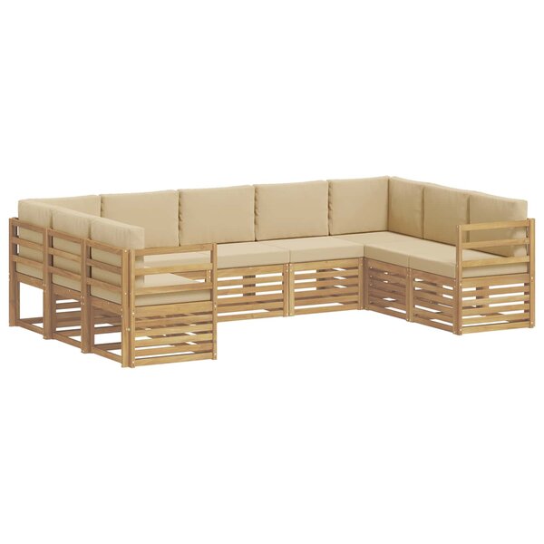 vidaXL Ensemble de canapés d'extérieur 9 pc Blanc et Beige Polyester