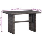vidaXL Mobilier de bistro 3 Pièces avec coussins Résine tressée Gris