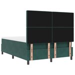 lit Box Spring vidaXL avec matelas et LED vert foncé 160x200 cm en velours