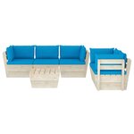 Salon de jardin meuble d'extérieur ensemble de mobilier palette 6 pièces avec coussins épicéa imprégné 02_0018447