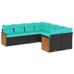 vidaXL Salon de jardin 8 Pièces avec coussins noir résine tressée
