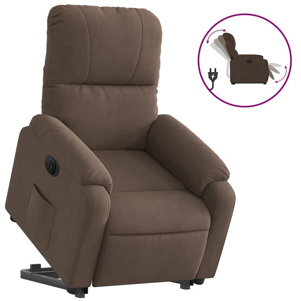 vidaXL Fauteuil inclinable électrique marron tissu microfibre