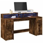 vidaXL Bureau et lumières LED chêne fumé 160x55x91cm bois d'ingénierie