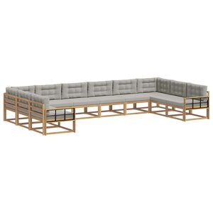 vidaXL Ensemble de canapés d'extérieur 10 pc Blanc et gris clair