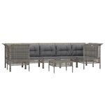 Salon de jardin meuble d'extérieur ensemble de mobilier 8 pièces avec coussins gris résine tressée 02_0017629