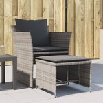 vidaXL Chaise de jardin avec tabouret gris résine tressée