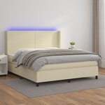 vidaXL Sommier à lattes de lit matelas LED Crème 180x200 cm Similicuir