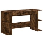 Bureau table poste de travail meuble d'ordinateur informatique étude chêne fumé 140 x 50 x 75 cm bois d'ingénierie brun 02_0023578