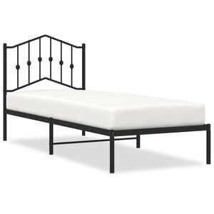vidaXL Cadre de lit métal avec tête de lit noir 90x200 cm