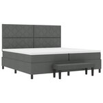 vidaXL Lit à ressort avec matelas et banc gris foncé 200x200 cm en tissu