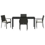 vidaXL Ensemble de salle à manger de jardin 5 pièces avec coussins Noir Poly Rattan
