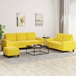 vidaXL Ensemble de canapés 3 Pièces jaune clair tissu