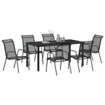 vidaXL Ensemble de salle à manger pour jardin 7 Pièces Noir