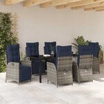 vidaXL Ensemble de salle à manger pour jardin 7 Pièces Gris et Noir Rotin