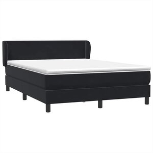 vidaXL Sommier à lattes de lit avec matelas noir 140x210 cm velours