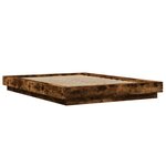 vidaXL Cadre de lit et lumières LED sans matelas chêne fumé 120x190cm