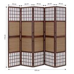 Paravent bois 5 pièces marron bambou pliable