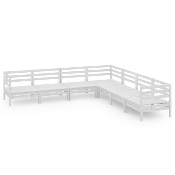 vidaXL Salon de jardin 7 Pièces Bois de pin massif Blanc