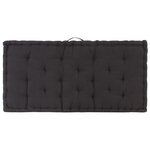 vidaXL Coussins de plancher de palette lot de 2 Coton Noir