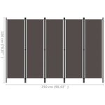 vidaXL Cloison de séparation 5 panneaux Anthtracite 250x180 cm