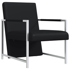 vidaXL Fauteuil avec pieds chromés Noir Similicuir