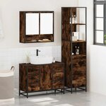 vidaXL Ensemble de meubles de salle de bain 3 Pièces Chêne fumé