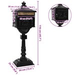 vidaXL Boîte aux Lettres Debout avec porte Noir 42 5 x 29 5 x 117 cm