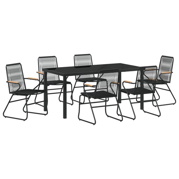 vidaXL Ensemble de salle à manger de jardin 7 pièces Noir Rattan PVC