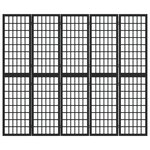 vidaXL Cloison de séparation pliable 5 panneaux 200x170 cm Noir