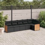 vidaXL Salon de jardin 6 Pièces avec coussins noir résine tressée