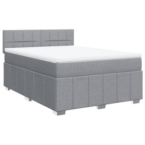 vidaXL Sommier à lattes de lit avec matelas Gris clair 160x200cm Tissu