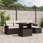 vidaXL Salon de jardin avec coussins 6 Pièces marron résine tressée