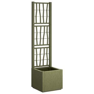 vidaXL Bac à fleurs avec Treillis Vert 36 x 36 x 140 cm PP