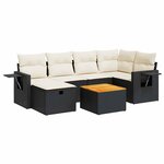 vidaXL Salon de jardin 7 Pièces avec coussins noir résine tressée