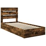 vidaXL Lit de Rangement Chêne fumé 100 x 200 cm Bois d'ingénierie