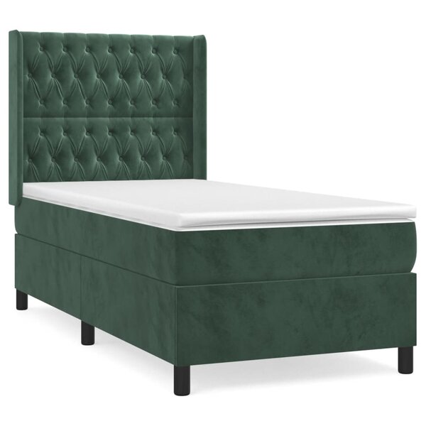 vidaXL Sommier à lattes de lit avec matelas Vert foncé 100x200 cm