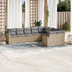 vidaXL Salon de jardin avec coussins 9 Pièces beige résine tressée
