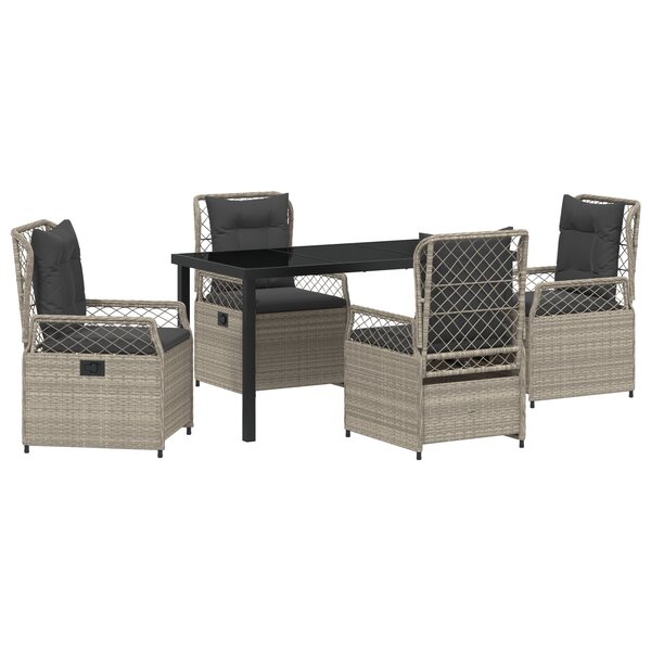 vidaXL Ensemble de salle à manger de jardin de 5 pièces en rattan poly gris clair