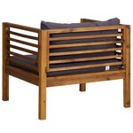 vidaXL Chaise de jardin avec coussins gris foncé Bois d'acacia massif
