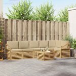 vidaXL Ensemble de canapés d'extérieur 7 Pièces Blanc et Beige