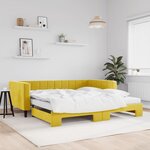 vidaXL Lit de jour avec gigogne et matelas jaune 100x200 cm velours